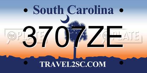 3707ZE South Carolina License Plate