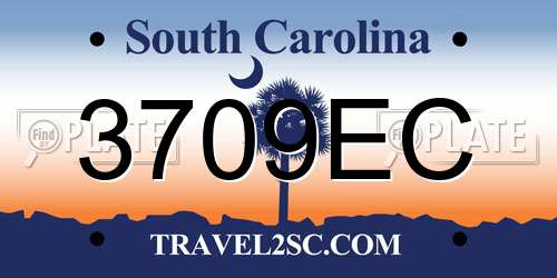 3709EC South Carolina License Plate