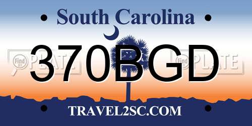 370BGD South Carolina License Plate