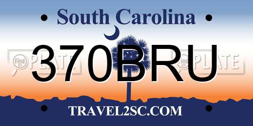 370BRU South Carolina License Plate