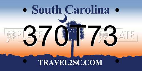 370T73 South Carolina License Plate