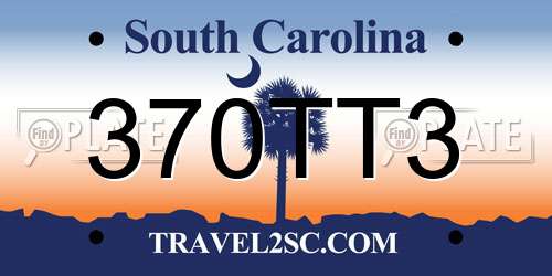 370TT3 South Carolina License Plate