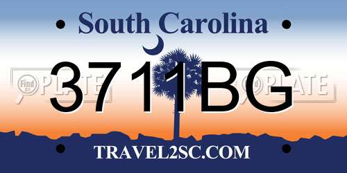 3711BG South Carolina License Plate