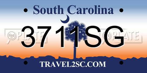 3711SG South Carolina License Plate