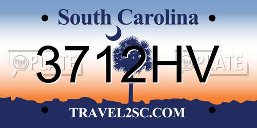 3712HV South Carolina License Plate