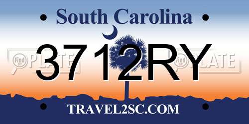 3712RY South Carolina License Plate