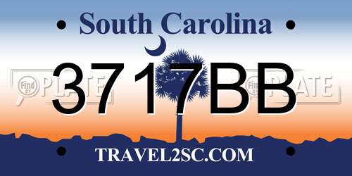 3717BB South Carolina License Plate