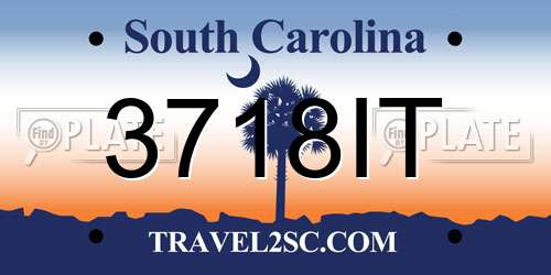 3718IT South Carolina License Plate