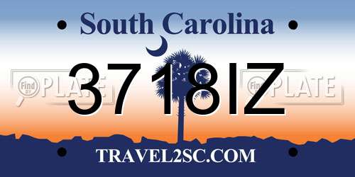 3718IZ South Carolina License Plate
