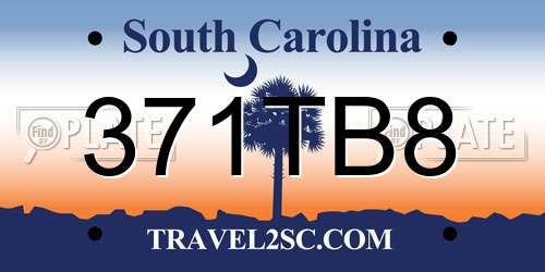 371TB8 South Carolina License Plate
