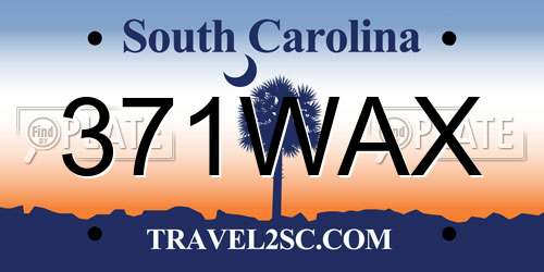 371WAX South Carolina License Plate