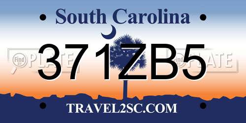 371ZB5 South Carolina License Plate