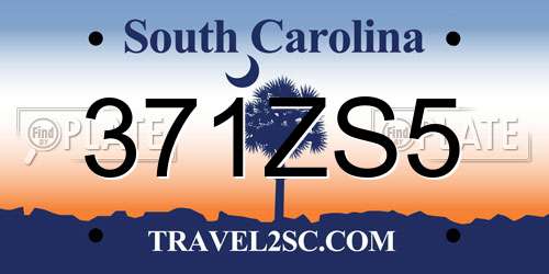 371ZS5 South Carolina License Plate