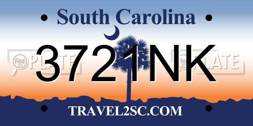 3721NK South Carolina License Plate