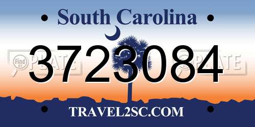 3723084 South Carolina License Plate