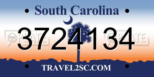 3724134 South Carolina License Plate