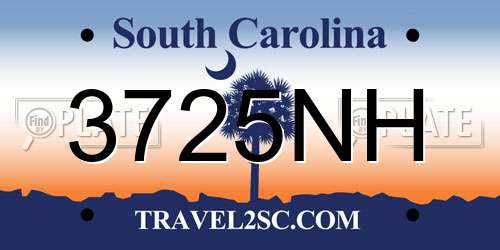 3725NH South Carolina License Plate