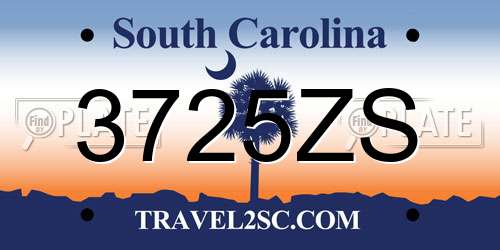 3725ZS South Carolina License Plate