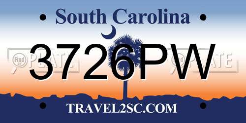 3726PW South Carolina License Plate