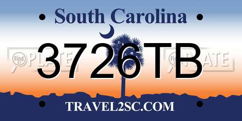3726TB South Carolina License Plate