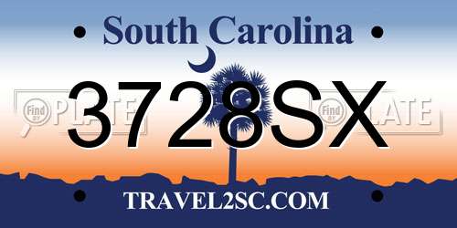 3728SX South Carolina License Plate