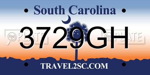 3729GH South Carolina License Plate