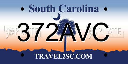 372AVC South Carolina License Plate