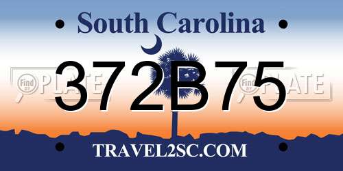 372B75 South Carolina License Plate