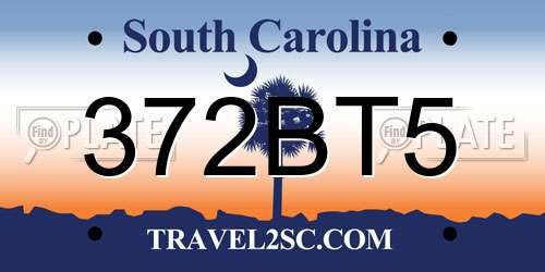 372BT5 South Carolina License Plate
