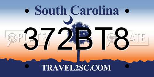 372BT8 South Carolina License Plate