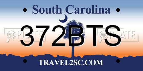 372BTS South Carolina License Plate