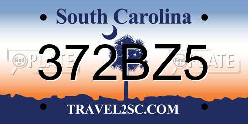 372BZ5 South Carolina License Plate