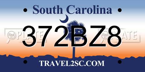 372BZ8 South Carolina License Plate