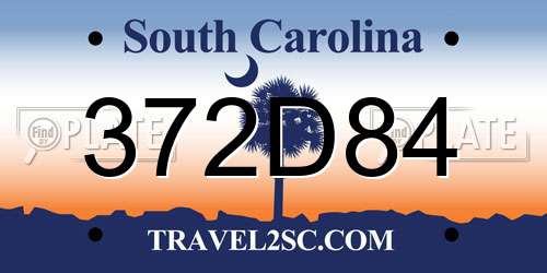 372D84 South Carolina License Plate