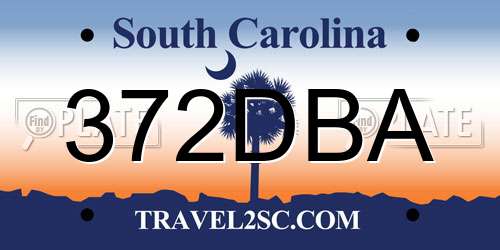 372DBA South Carolina License Plate