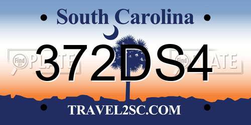 372DS4 South Carolina License Plate