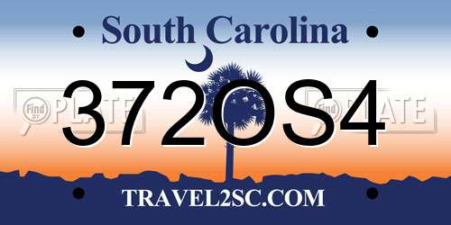 372OS4 South Carolina License Plate