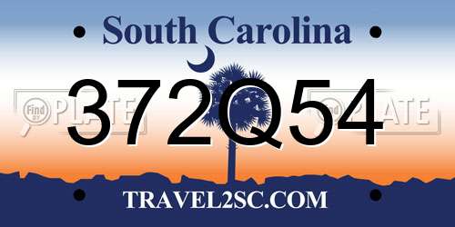372Q54 South Carolina License Plate