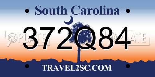 372Q84 South Carolina License Plate
