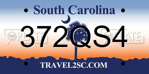 372QS4 South Carolina License Plate