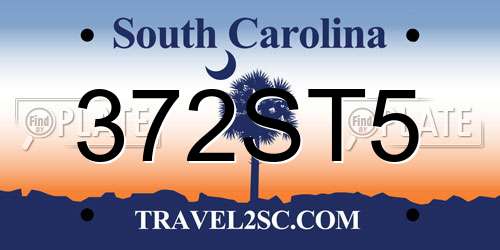 372ST5 South Carolina License Plate