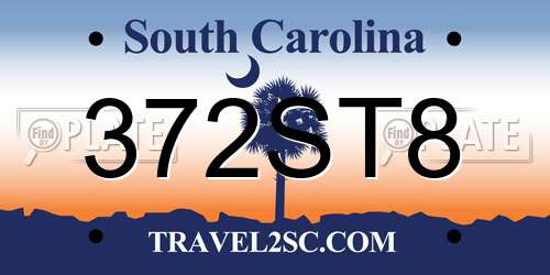 372ST8 South Carolina License Plate