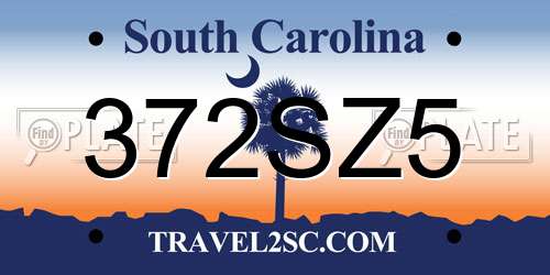 372SZ5 South Carolina License Plate
