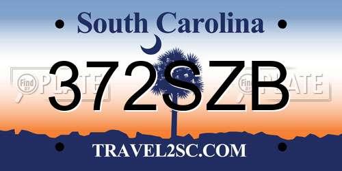 372SZB South Carolina License Plate