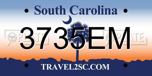 3735EM South Carolina License Plate