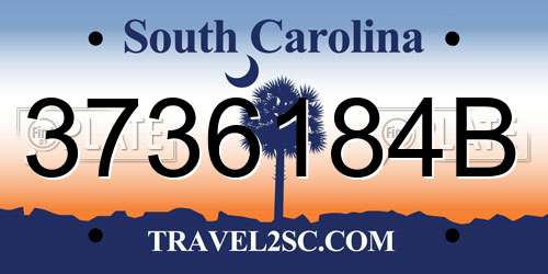 3736184B South Carolina License Plate