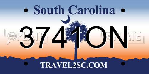 3741ON South Carolina License Plate