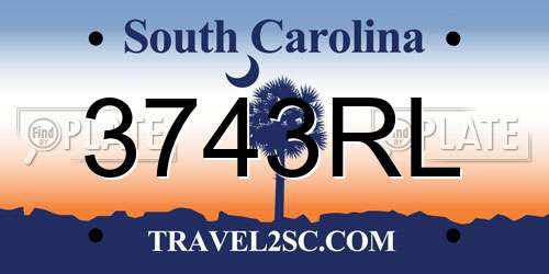 3743RL South Carolina License Plate