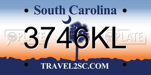 3746KL South Carolina License Plate