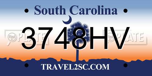 3748HV South Carolina License Plate